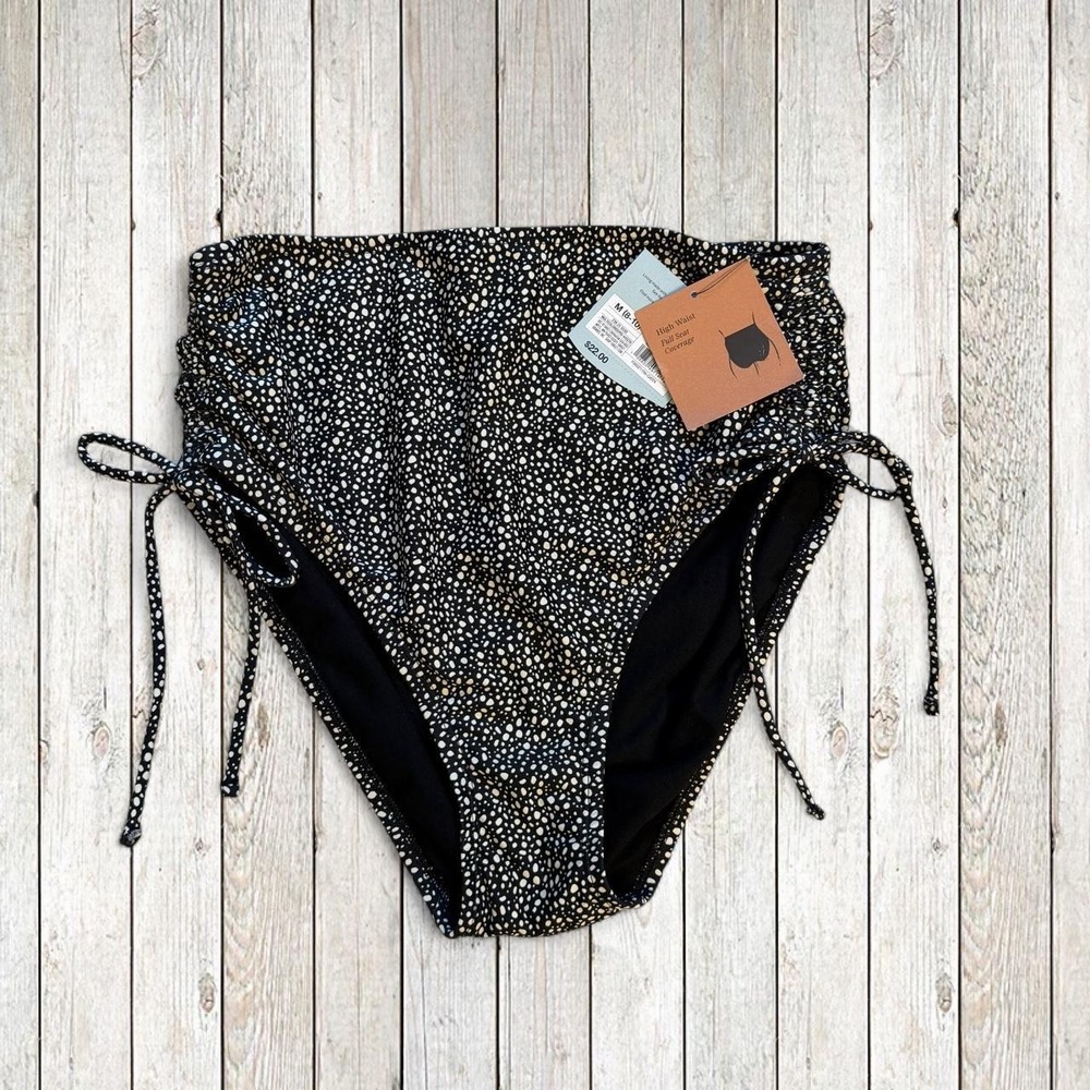 NWT Shade & Shore High Waist Ruched Bikini Bottoms M (8–10)